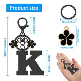 Alphabet Initial Letter Keychain Letter Keyring for Women A-Z Alphabet Initial Letter Key Chain Gifts with Cute Flowers Pendant Metal Letter Initials Charms for Purse Handbags Backpack Keyring(K)