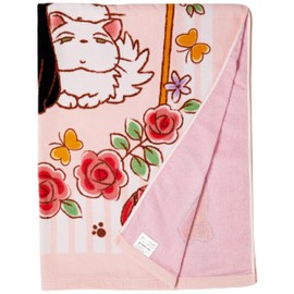 Marushin 1065004100 Children's Terry Cloth Blanket, Approx. 33.5 x 45.3 inches (85 x 115 cm), Pink, Ghibli, Kiki’s Delivery Service, Jiji