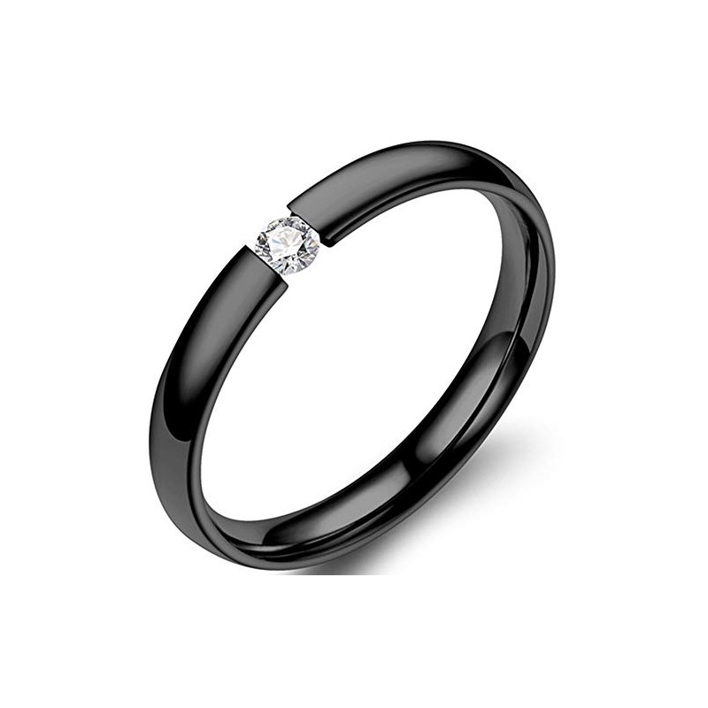 2mm Classical Simple Plain Stainless Steel Stackable Cubic Zircon Wedding