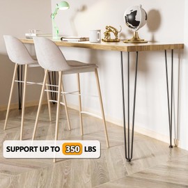 28 inch Hairpin Table Legs - Set of 4 Metal Table Legs Industrial Style Heavy Duty Steel Legs with Rubber Floor Protectors for Side Tables/End Tables/Nightstands/Benches/Stools Furniture DIY (Black)