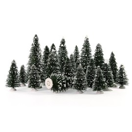 20pcs Snowy Pine Trees Mini Christmas Trees Covered Snow with White Bases XS0804-20