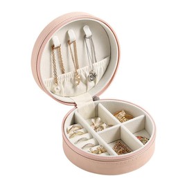 Travel Jewellery Box,Small Portable Jewelry Box Jewellery Case,PU Leather Mini Jewelry Display Case for Rings Necklace Stud Bracelets Gift Jewellery Organiser Boxes for Women Girls Pink