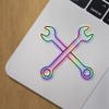 Holographic Decal Stickers of Crossed Combination Wrench Icon 2 Premium