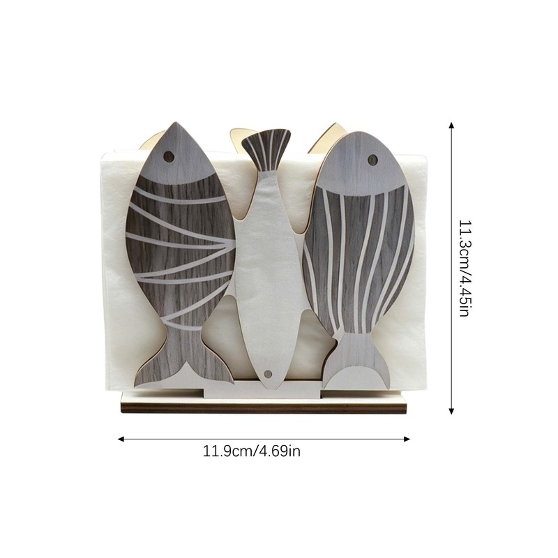 Pine Wood Napkin Holder,Ocean Style Distressed Wooden Upright Napkin Dispenser,Easy-Refill,Decorative