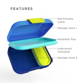 ZOKU - Mini caja Bento para niños, apilable, ligera, a prueba de fugas, para niños, cierre apto para niños, fácil de limpiar (Bento Jr) (azul)