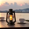 FUWDEO 2-Pack Vintage LED Lanterns with Moving Flame Flickering- 9.5"