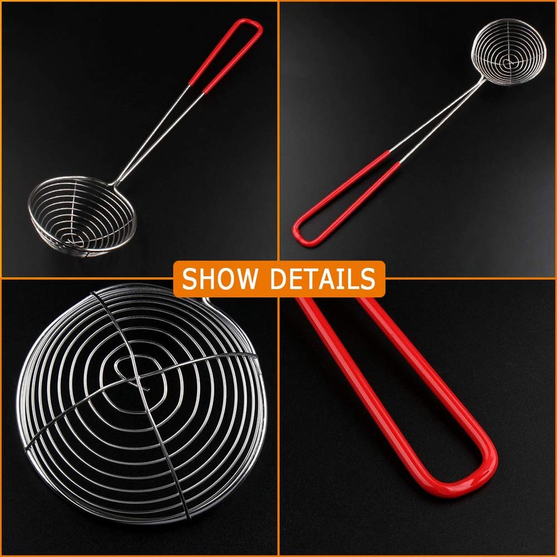 8 Pieces Stainless Steel Spider Strainer Spoon Small Wire Skimmer