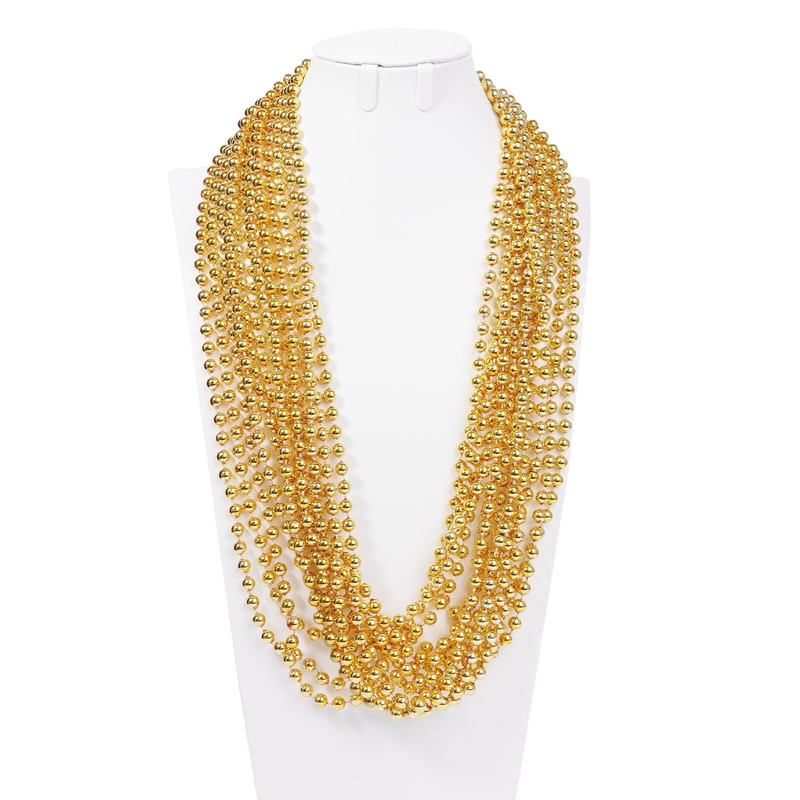YAXINRUI 15 PCS Gold Bead Necklaces, Christmas Bead Necklaces, Gold