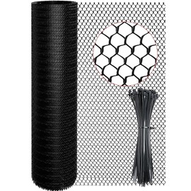 16In x 15Ft Plastic Chicken Wire Mesh Fencing, TOYPOPOR 500GSM Durable Heavy Duty Hexagonal Chicken Wire for Cat Dog Fencing, Garden Fence, Aquarium, Moss Pole, Aperture 0.4'', Rustproof, Easy to Cute