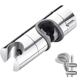 Ruayia Universal Hand Shower Holder, Adjustable Shower Head Holder, Chrome-Plated Hand Shower Holder, Shower Holder for Slide, for Shower Rods with Outer Diameter of 18-25 mm (Silver)
