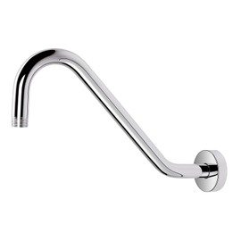 NearMoon J Shaped Shower Extension Arm, Stainless Steel Shower Head Height Extender with Flange, Riser Pipe Design for Cozy Shower Experience, Standard 1/2" Connection (12 Inch, Chrome Finish)