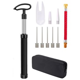 Active 100 Portable Ball Pump with Needle - Hand Pump with Nozzle & Extension Hose, for Football, Basketball, Volleyball, Durable Aluminium-alloy Tube,Ergonomic Design, Fast Air Inflator (Black)