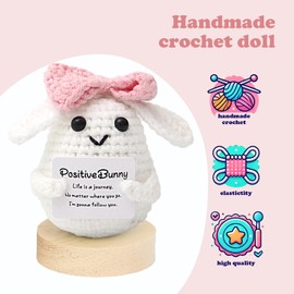 Emotional Support Doll with Positive Card, Positive Crochet Dolls, Funny Birthday Friendship Gifts for Women Men Friends, Cute Stuff Home Office Room Desk Decoration