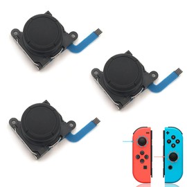 スティック ジョイコン Switch 修理 Joy-con スイッチ 交換部品 NS コントロール L/R センサー アナログジョイスティック 3個セット 簡単な操作 Switch用 修理パーツ 修理ツー 左右スティック For Oled Lite Black (Black IV)