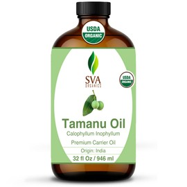 SVA Tamanu Seed Oil Organic - 32 Fl Oz – 100% Natural Cold Pressed Tamanu Oil - for Face, Skin Care, Hair Care, Scalp Massage & Body Massage – Carrier Oil