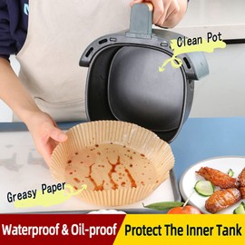 100 PCS Air Fryer Parchment Paper Liners Round Air Fryer Liners Air Fryer Disposable Paper Liner Pads Baking Paper Oilproof 6.5''