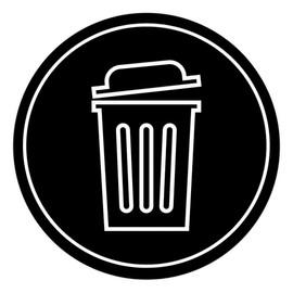 Signs ByLITA Circle Trash Can Graphic Door or Wall Sign | Easy Installation | Durable Construction | Promote Health And Safety | Caution Warning Sign for Home, Business and Office Spaces Sign (Black) - Small