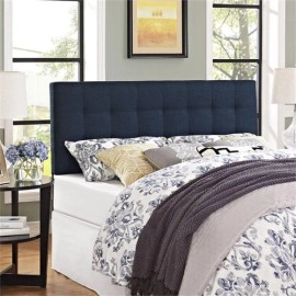 Rosebery Kids Modern Fabric Full Tufted Panel Headboard in Navy
