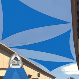 Patio Paradise 7' x 7' x 7' Blue Sun Shade Sail Super Ring Triangle Shade Canopy Outdoor Patio Cover Awning- 260 GSM Heavy Duty Fabric - Metal Wire Reinforcement- Customized