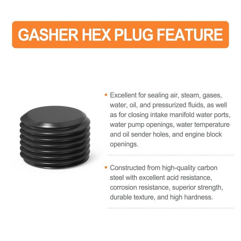 GASHER 100Pcs 1/8" NPT Carbon Steel Pipe Plug Fitting Internal