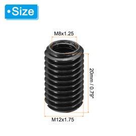 PATIKIL Grade 8.8 Carbon Steel Threaded Repair Insert Nut, 5pcs M8x1.25 Female to M12x1.75 Male Screw Sleeve Inserts Reducing Adapter Reducer 20mm