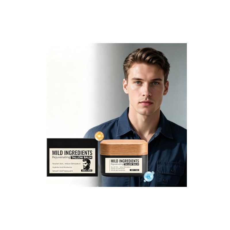 Rejuvenating Tallow Balm for Men, Deep Moisturizer for Dry Skin