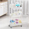 3-Tier Utility Rolling Cart,Mobile Utility Cart with Lockable Caster Wheels,Storage