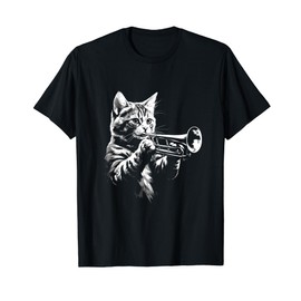 Cat Playing Trumpet Vintage Jazz Musician Trumpeter T-Shirt