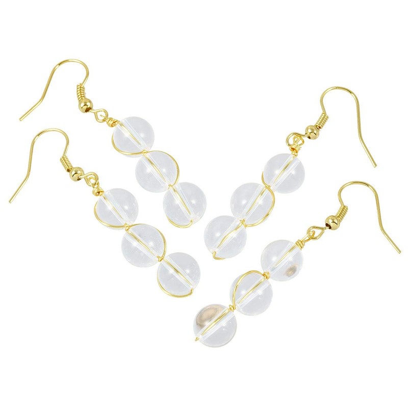 Nupuyai Stone Drop Earrings for Women, Wire Wrapped Triple Ball
