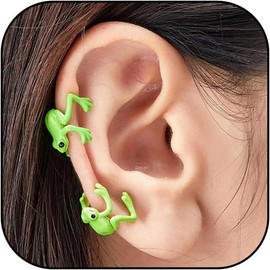 Cute Frog Earrings for Women Funny Earrings Weird Cool Stuff Fun 3D Animal Stud Earrings   Gifts - Color: Green-Frog