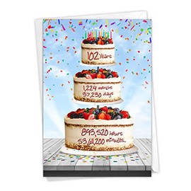 NobleWorks - Milestone Birthday Greeting Card with Envelope (4.63 x 6.75 Inch) - 102 Year Time Count C2775MBG