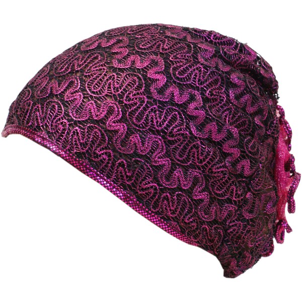 Shoe String King SSK® Beautiful Metallic Turban-style Head Wrap (Pink Waves)
