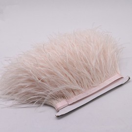 YEQIN Pack of 2 Yards Natural & Soft Ostrich Feathers Fringe Trims Ribbon - Used for Dress, Sewing Decoration, Craft Clothing, Boots, Wedding Decoration, DIY, Etc (Beige)