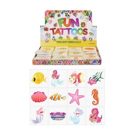 Henbrandt 48x Mini Mermaid Temporary Tattoos for Children Kids Party Bag Favours Loot Bag Fillers Lucky Dip Wedding Favours for Girls and Boys
