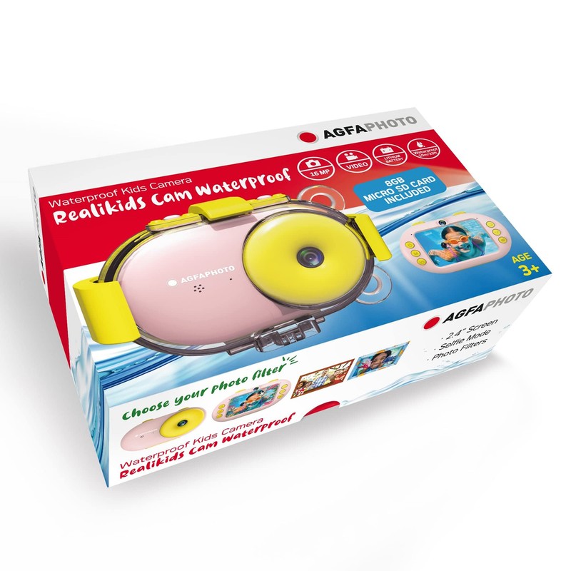 AgfaPhoto Waterproof Camera for Kids with MSD8GB Pink