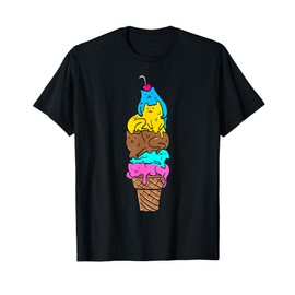 Cute Cat Ice Cream T-Shirt - Kitty Cat Dessert Shirt T-Shirt for Men Women Girls Kids