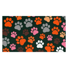 Pet Paw Print Feeding Mat - Absorbent Dog Mat for Food and Water Bowl, No Stains Quick Dry Cat Placemat with Waterproof Rubber Backing, Pet Supplies for Messy Drinkers (Green, 12 X 20)