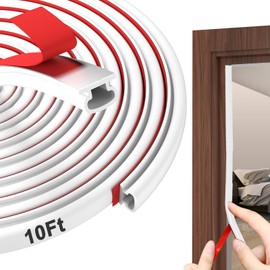 alophoty 10 Ft Weather Stripping Door Seal - Rubber Door Seal Strip for Door Frame, Self Adhesive Doors Soundproofing Strip, D Shaped Weather Stripping for Doors Windows, White (W×H: 0.35×0.24 in)