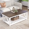 ChooChoo Farmhouse Coffee Table, Rustic Vintage Living Room Table with