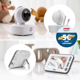 Reer 80440 Video-Babyphone mit Nachtsicht-Kamera und Bewegungsverfolgung, weiß, BabyCam XL
