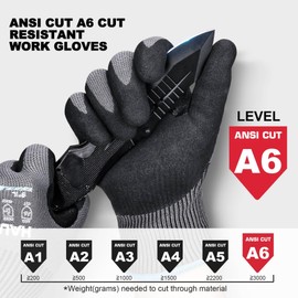 HAUTMEC InnoFlex Cut Resistant Work Gloves A6 Cutting Gloves, High-Dexterity Nitrile Dipped, Touchscreen, 13 Gauge Knit Reinforced Nitrile Coating Cut Proof Gloves for Men for Construction, Garden(L)