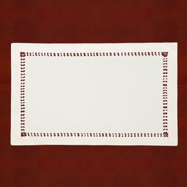 Grelucgo Small Short Handcrafted Solid Color Dining Table Runner, Dresser Scarf, Double-Hemstitched (Cream, 14 x 48)