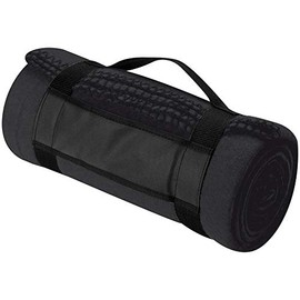 Cosy polyester fleece blanket, dimensions: approx. 180 x 112 cm, also suitable as a picnic deck with practical carry handle by notrash2003 (black)