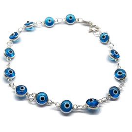 MYSTIC JEWELS by Dalia – Silver Evil Eye Bracelet – 19 cm (Light Blue)