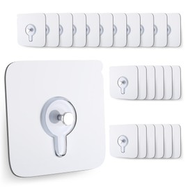 Liexopr 24 Pcs Wall Hooks Adhesive Picture Hooks,Heavy Duty Picture Hangers Without Nails for Hanging Transparent Waterproof Frame Hangers Sticky Hooks for Bathroom Kitchen