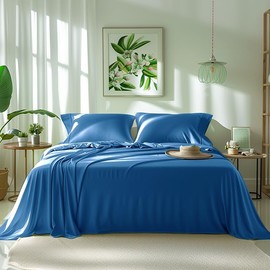 MARQUESS Microfiber Flannel Sheet Set-Soft & Comfortable Bedding Sheet-Made of 100% Polyester Easy Care and Fade Resistant, Ultra Warm & Luxurious 4-Piece Bedding Collection (Blue, Queen)