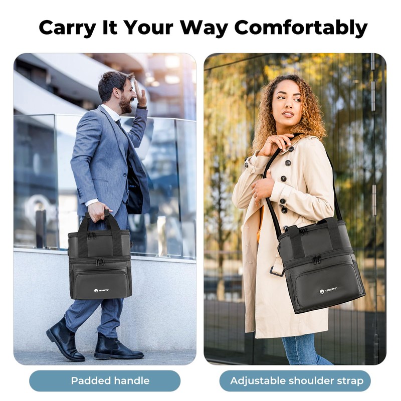 Terrete Insulated Lunch Box, Leakproof Cooler Bag for Men &