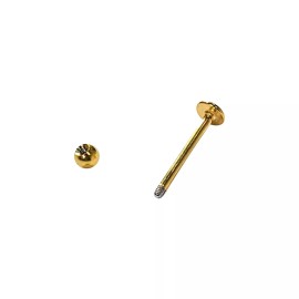 LionGothic Ion Gold Plated Surgical Steel Labret Flatback Ear Stud Cartilage 16g 12mm