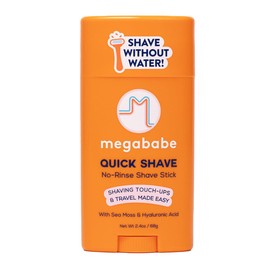 Megababe Quick Shave No-Rinse Shave Stick | Shaving Touch-Ups & Travel Made-Easy | with Sea Moss & Hyaluronic Acid | 2.4 oz