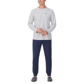 Tommy Bahama Men’s 2-piece Relaxed Fit Logo Embroidered Lounge Set (Gray,Large)
